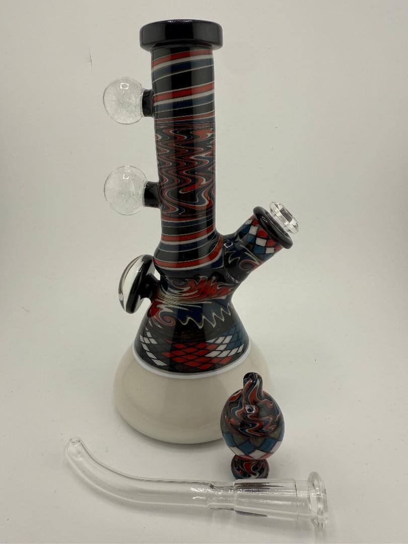 Filla John Glass Grateful Dead Fillacello / Wig Wag Tube W/ Matching Bubble Cap & Extra Downstem
