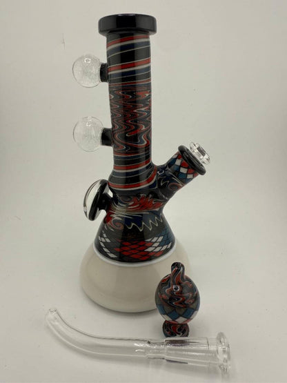 Filla John Glass Grateful Dead Fillacello / Wig Wag Tube W/ Matching Bubble Cap & Extra Downstem