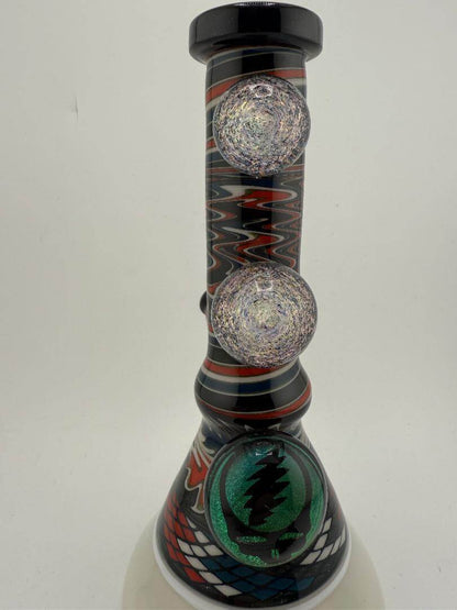 Filla John Glass Grateful Dead Fillacello / Wig Wag Tube W/ Matching Bubble Cap & Extra Downstem