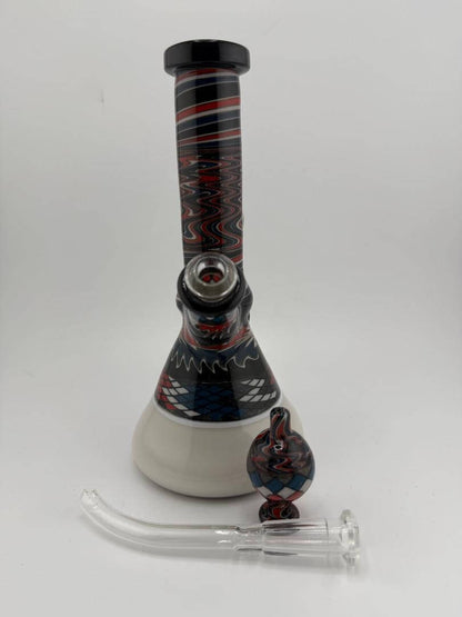 Filla John Glass Grateful Dead Fillacello / Wig Wag Tube W/ Matching Bubble Cap & Extra Downstem