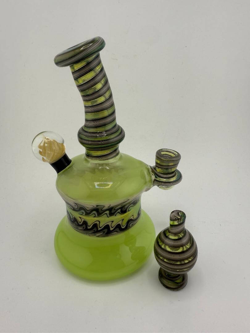 Filla John Glass Double Dose Bubblegum Rig w/ Matching Bubble Cap 10mm 90°