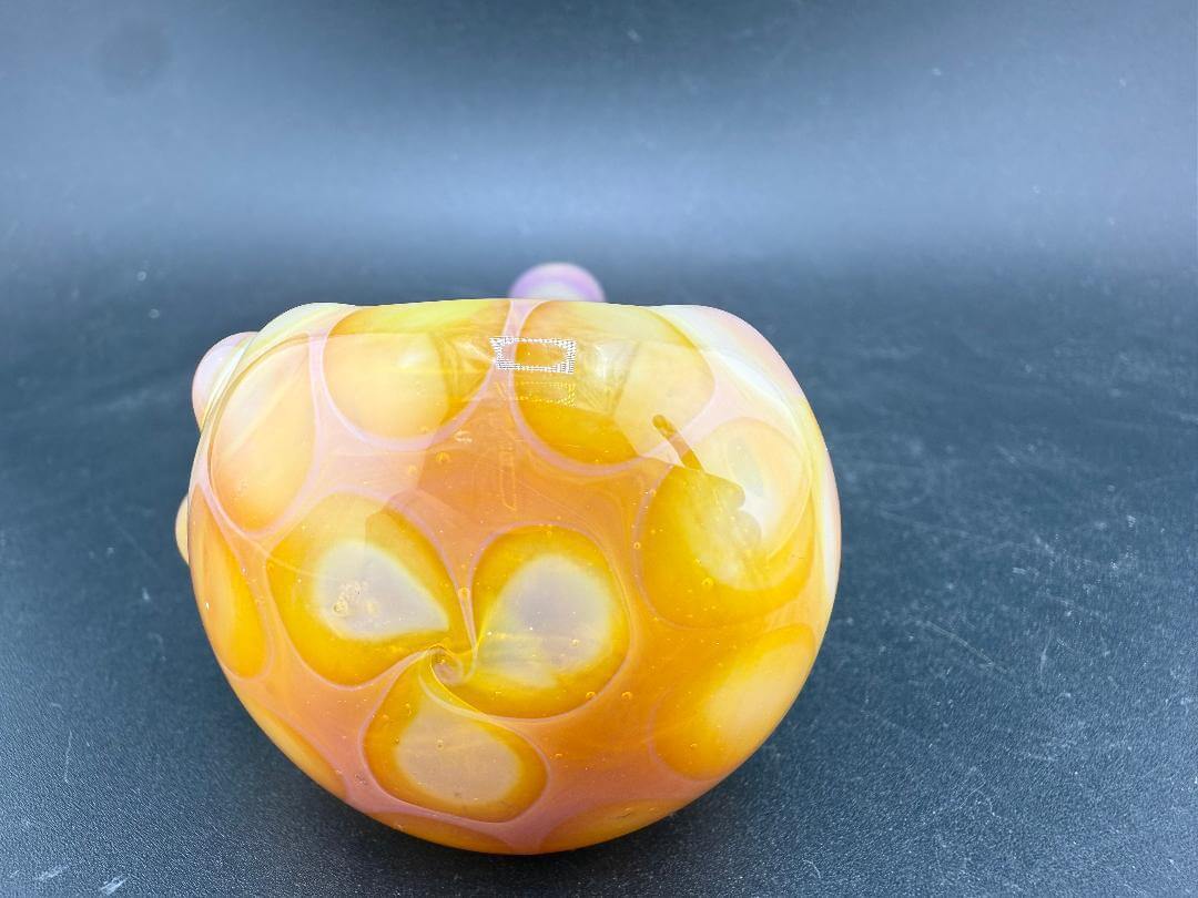Filla John Glass Hand Pipe - Amber Honeycomb with rich amber honeycomb design and ergonomic shape.
