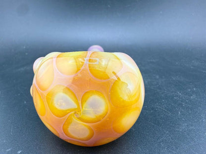 Filla John Glass Hand Pipe - Amber Honeycomb with rich amber honeycomb design and ergonomic shape.