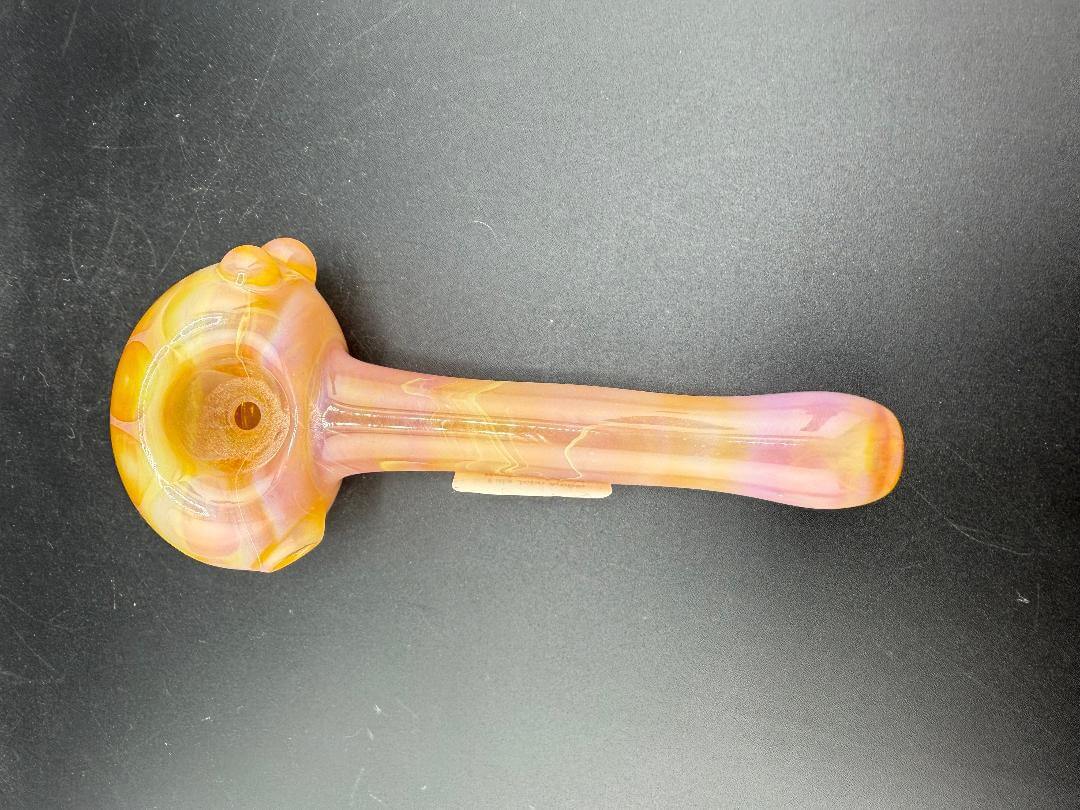 Filla John Glass Hand Pipe - Amber Honeycomb with vibrant amber honeycomb design and ergonomic shape.