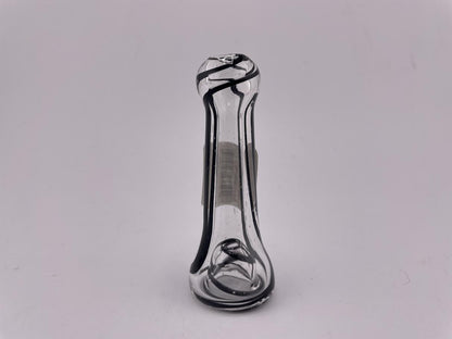 Filla John Glass Hand Pipe - UV Clear with Black Lines (Glows Blue & Pink UV)