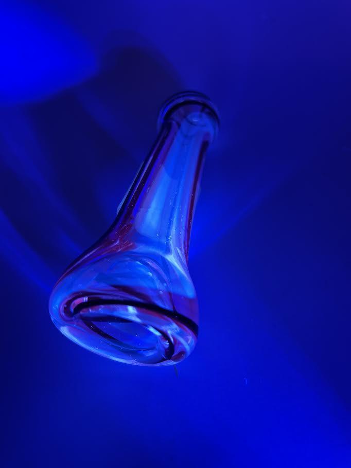 Filla John Glass Hand Pipe - UV Clear with Black Lines (Glows Blue & Pink UV)