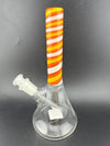 Filla John Glass Line Worked Neck Beakers 10mm 45° with colorful striped design, crafted in Spokane, WA.