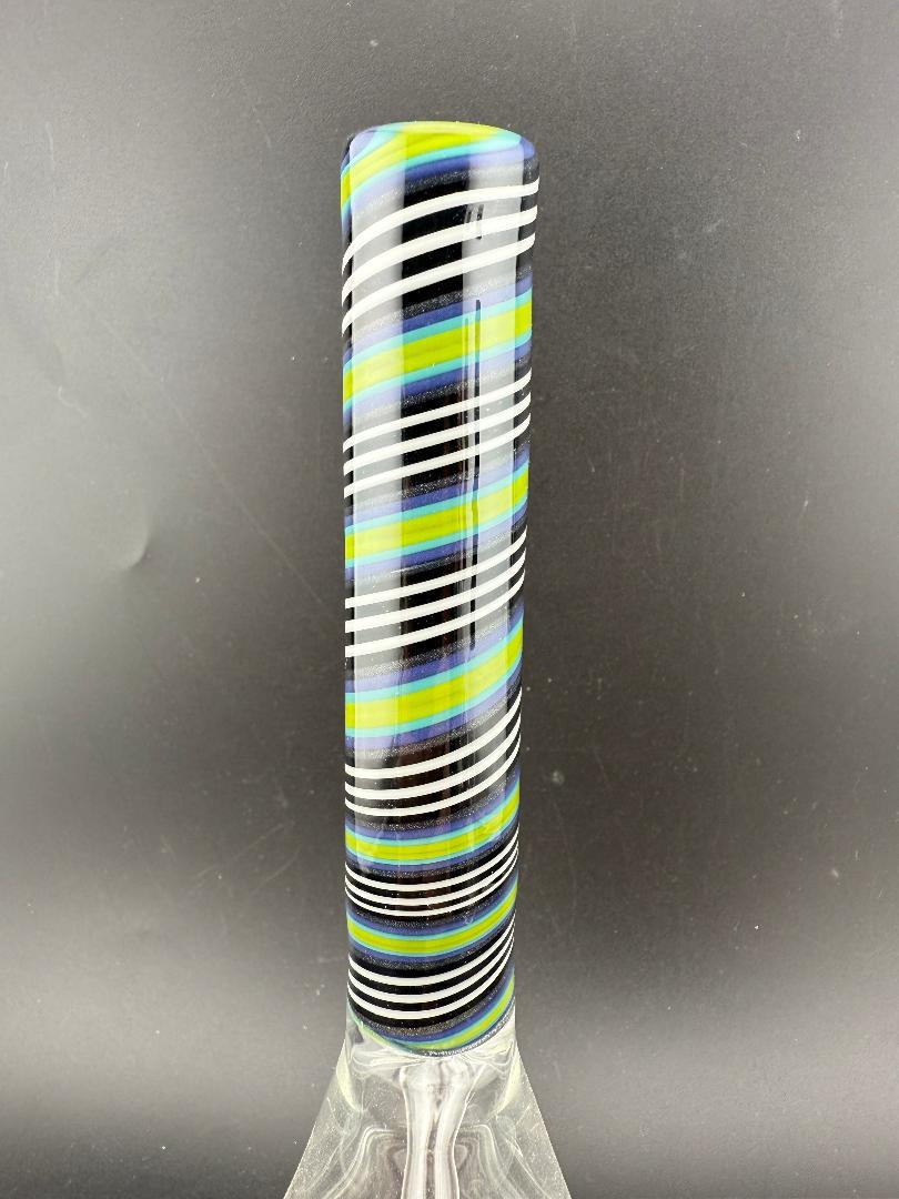Filla John Glass Line Worked Neck Beakers 10mm 45° with intricate line work design.