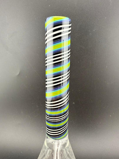 Filla John Glass Line Worked Neck Beakers 10mm 45° with intricate line work design.