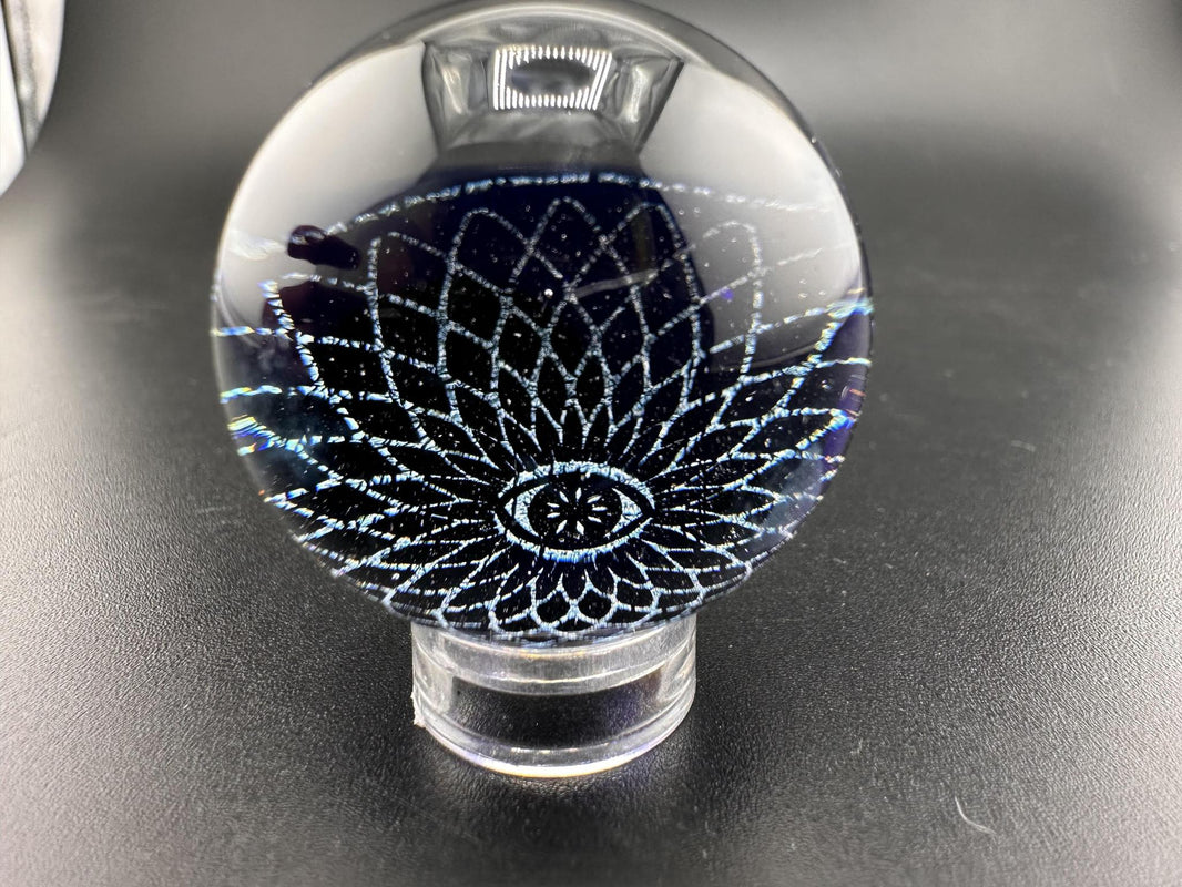 Filla John Glass Marble - Dichroic Sacred Geometry featuring intricate designs in glowing dichroic glass.