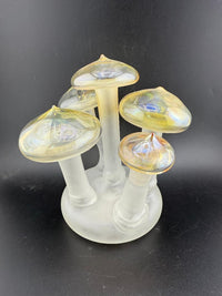 Filla John Mushroom Cluster Rig 10mm 90° handcrafted glass art with colorful mushroom design.