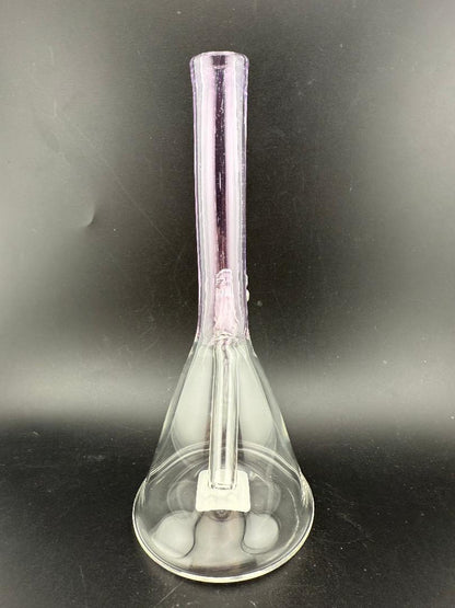 Filla John Glass Neck Pink Mini Beaker 10mm 45° - hand-blown glass rig with vibrant pink neck, compact design.