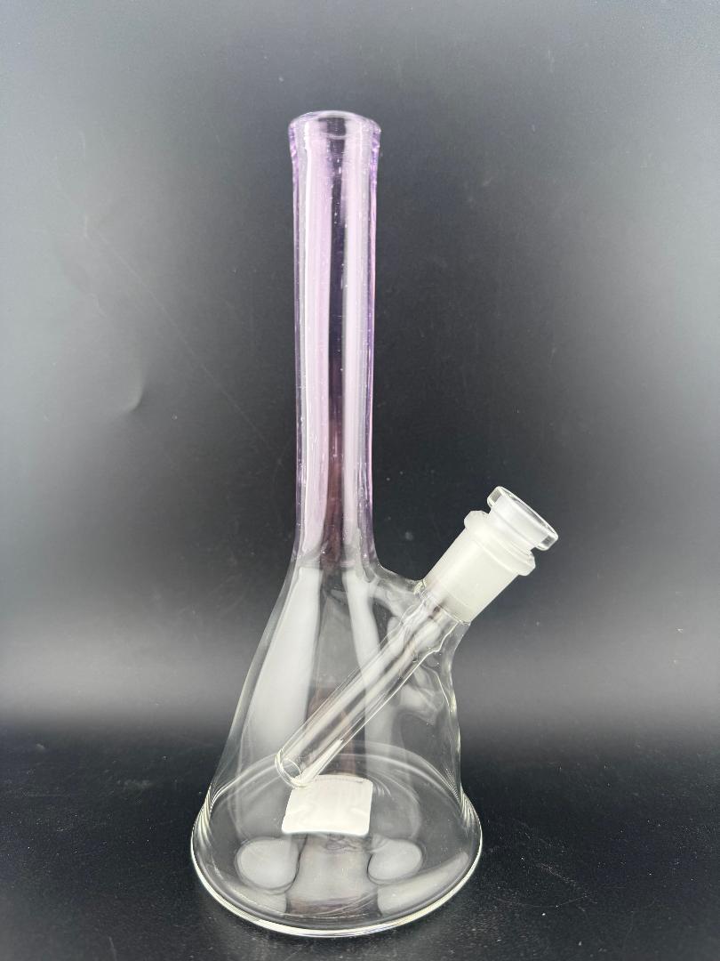 Filla John Glass Neck Pink Mini Beaker 10mm 45° - Hand-blown glass with vibrant pink neck and sturdy base.