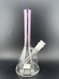 Filla John Glass Neck Pink Mini Beaker 10mm 45° - Hand-blown glass with vibrant pink neck and sturdy base.