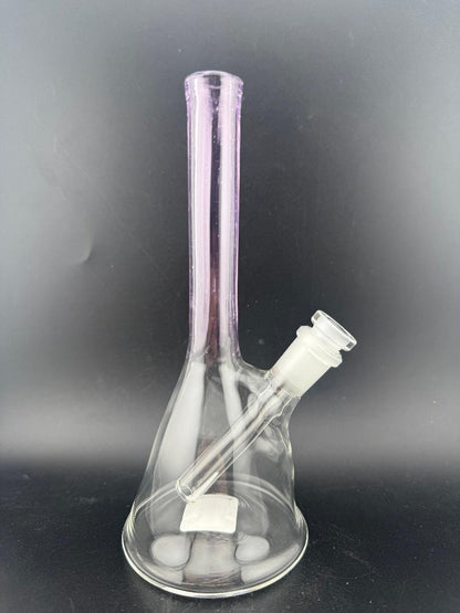 Filla John Glass Neck Pink Mini Beaker 10mm 45° - Hand-blown glass with vibrant pink neck and sturdy base.