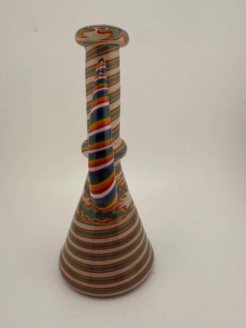 Filla John Glass Rainbow Lined Tube w/ Horn 10mm