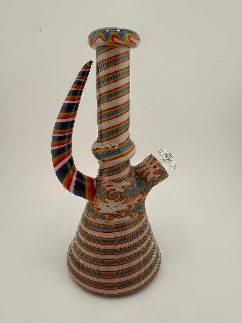 Filla John Glass Rainbow Lined Tube w/ Horn 10mm