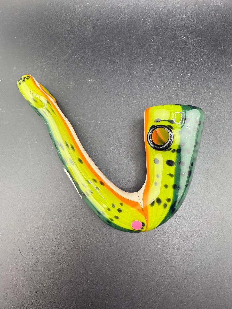 Filla John Glass Sherlock Pipe - Perch / Trout Fish with vibrant colors and detailed fish design