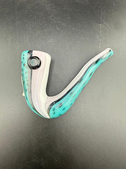 Filla John Glass Sherlock Pipe - Perch / Trout Fish featuring detailed fish shaping and ergonomic design.