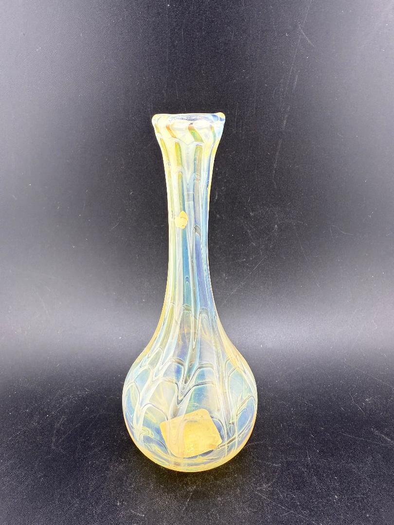 Filla John Glass Small Vase - Fumed Yellow, handcrafted glass vase with a rich yellow finish.