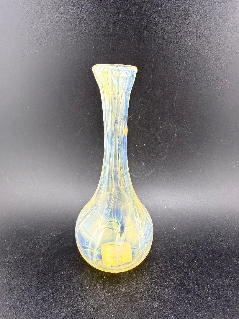 Filla John Glass Small Vase - Fumed Yellow, handcrafted vase with fumed yellow finish, perfect for decoration or small flowers.