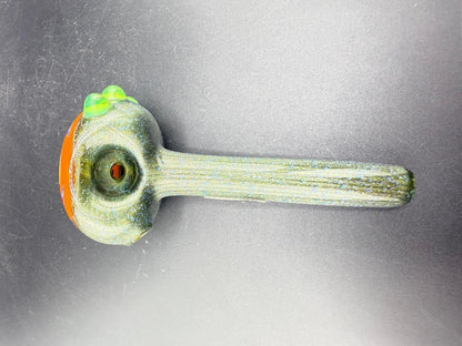 Filla John Hand Pipe - Blue Dichro Over Green w/ Rainbow Wig Wag Cap showcasing unique design and vibrant colors.