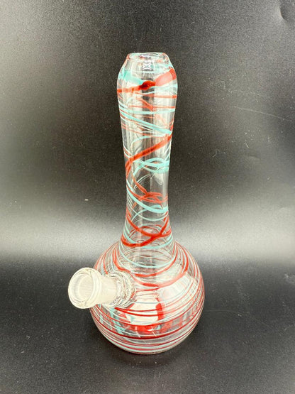 Filla John Mini Rig Wrap And Rake Beaker 10mm 45° with bold mixed frit colors and unique design.