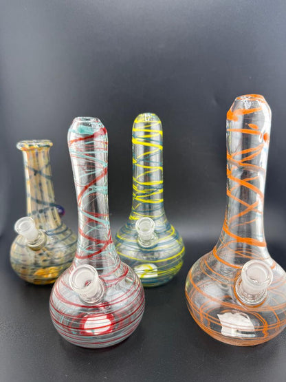 Filla John Mini Rig Wrap And Rake Beaker 10mm 45° - Colorful handcrafted glass mini rigs.