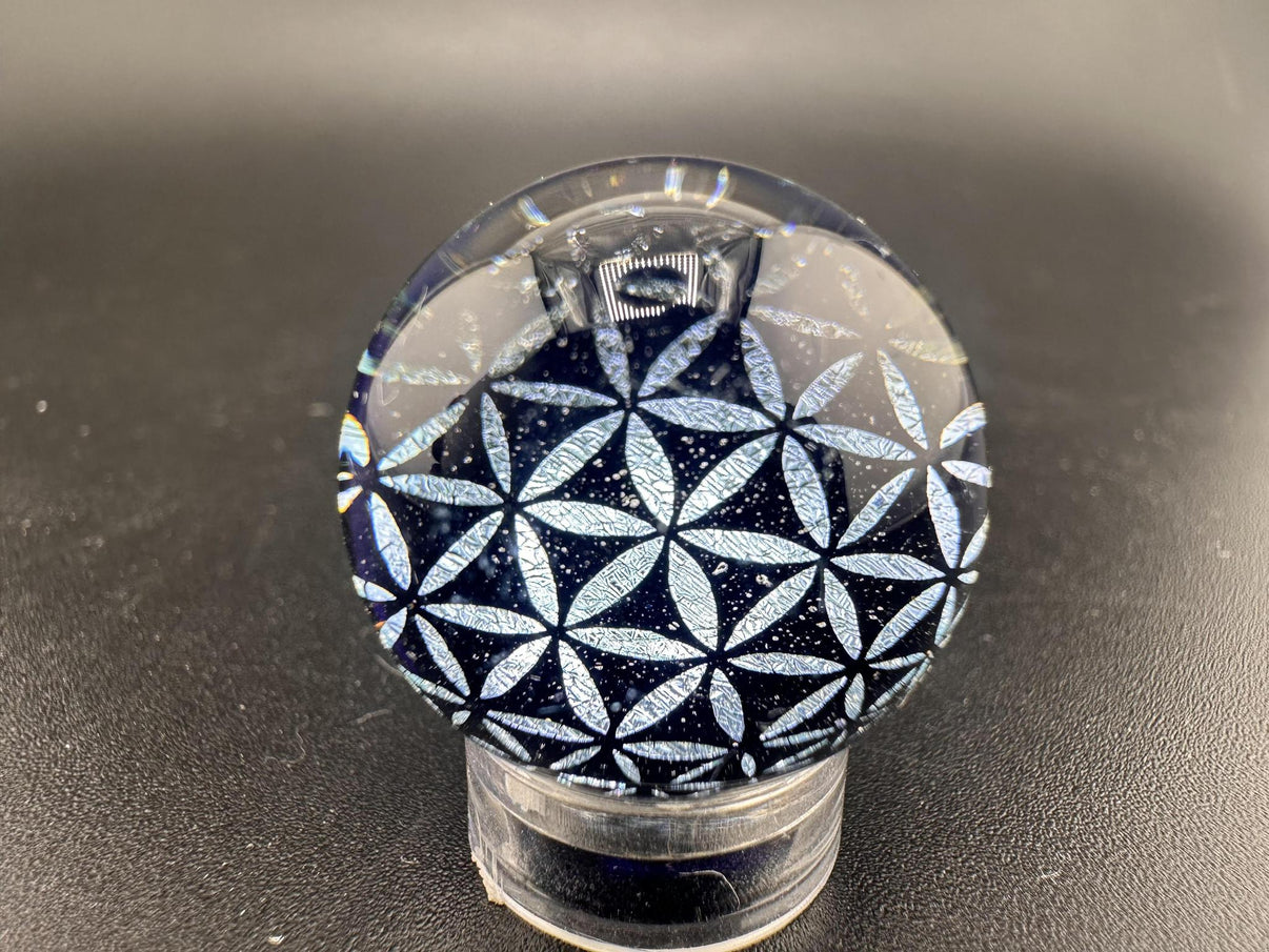 Filla John Slurper Marble - Dichroic Seed Of Life design in high-quality borosilicate glass, 0.5 inch marble
