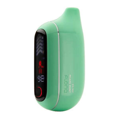 Flonq Max Pro 2% device in mint green with LED screen, 20,000 puffs, USB-C charging, and Boost mode feature.