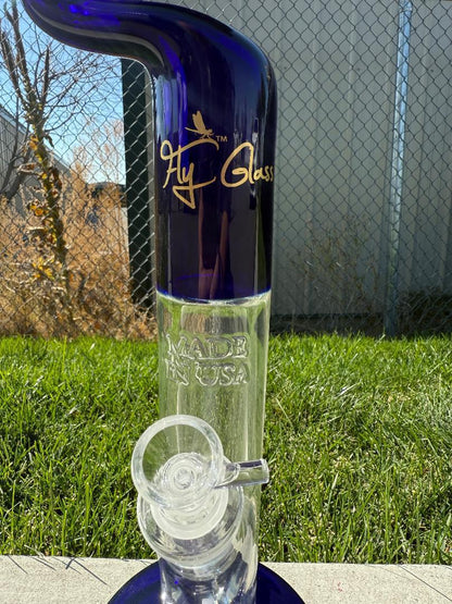 Fly Glass Curvie Zong Straight Tube Cobalt 14mm 45° with sleek design and durable construction.