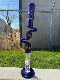 Fly Glass Curvie Zong Straight Tube Cobalt 14mm 45° in sleek design, showcasing durable craftsmanship and smooth performance.