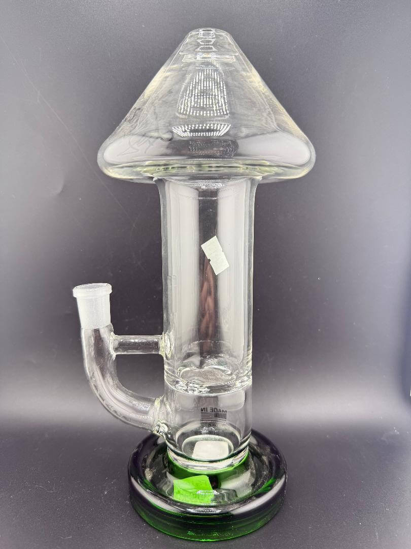 Fly Glass Flower Straight Tube - Mushroom 14mm 90° showcasing unique mushroom design and clear glass construction.