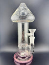 Fly Glass Flower Straight Tube - Mushroom 14mm 90° design with mushroom-style features and a pink base.