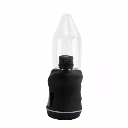 Focus V Carta 2 – Black Edition | Advanced Smart E-Rig for Concentrates side view with black base and clear attachment.