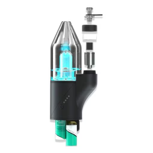 Focus V Carta E Rig portable e-rig for dry herb and concentrate with quartz atomizer and adjustable temperature settings.