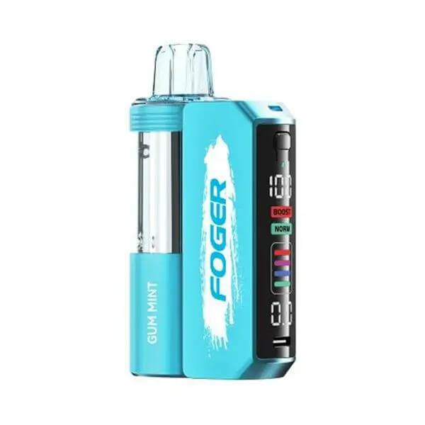 Foger Switch Pro 30k disposable vape kit in Gum Mint flavor with visible tank and LED display.