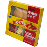 Franford Gummy Lunchables - Pepperoni Pizza Kit showcased in colorful packaging with gummy candy components.