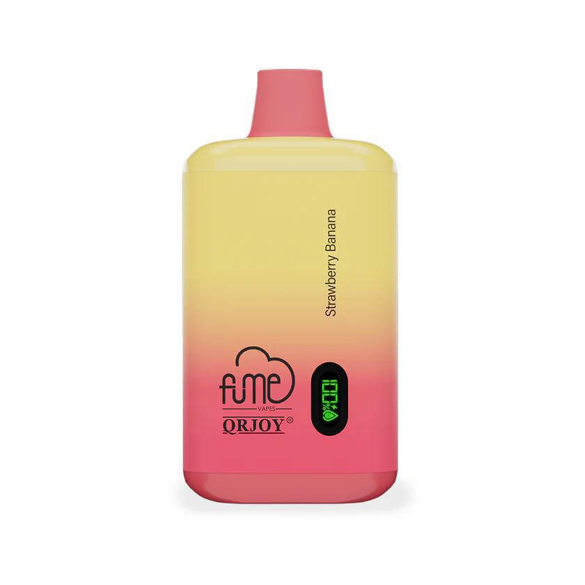 Fume 5K Strawberry Banana Disposable vape featuring a vibrant gradient design and digital puff counter.