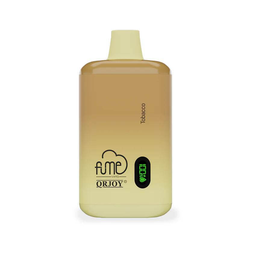 Fume 5K Disposable Vape in Tobacco flavor with digital display, offering 5000 puffs and smooth vapor.