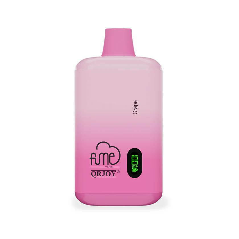 Fume 5K disposable vape device in grape flavor, featuring a sleek pink design and digital display.
