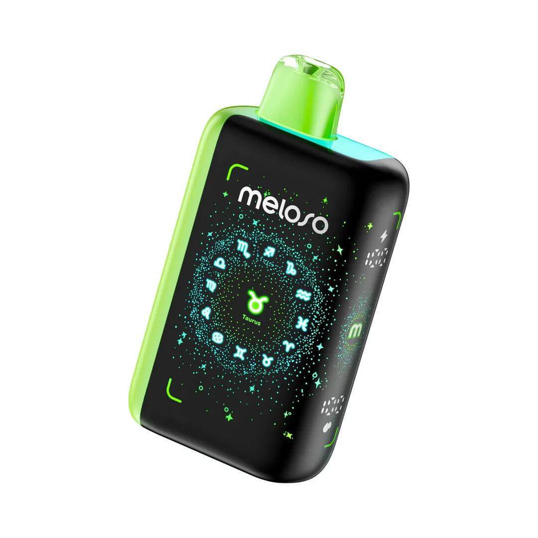 Meloso Bar 30K disposable vape with zodiac design and vibrant colors, showcasing innovative vaping technology.
