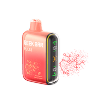 Geek Bar Pulse Zodiac Edition vape with Sagittarius Cherry Bomb flavor, vibrant design and digital display for cosmic vaping experience.