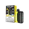 Geek Bar Pulse X disposable vape with lemon flavor design and packaging featuring nicotine warning.