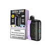 Geek Bar Pulse X vape device in Lime Berry Orange with packaging, showing nicotine warning and features.