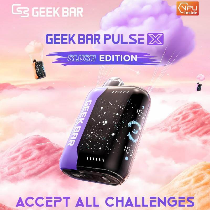 Geek Bar Pulse X Slush Edition disposable vape with vibrant design and cool flavor, perfect for vapers.