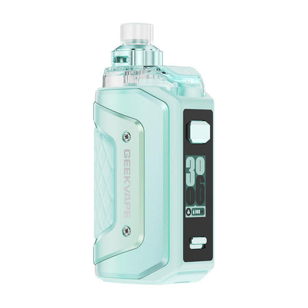 Geek Vape Aegis Hero 5 compact rugged pod-mod device in mint color with LCD display.