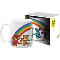 GSN 11oz Mug - Grateful Dead Rainbow featuring colorful Dancing Bears and a rainbow design.