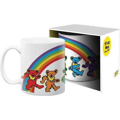 GSN 11oz Mug - Grateful Dead Rainbow featuring colorful Dancing Bears and a rainbow design.
