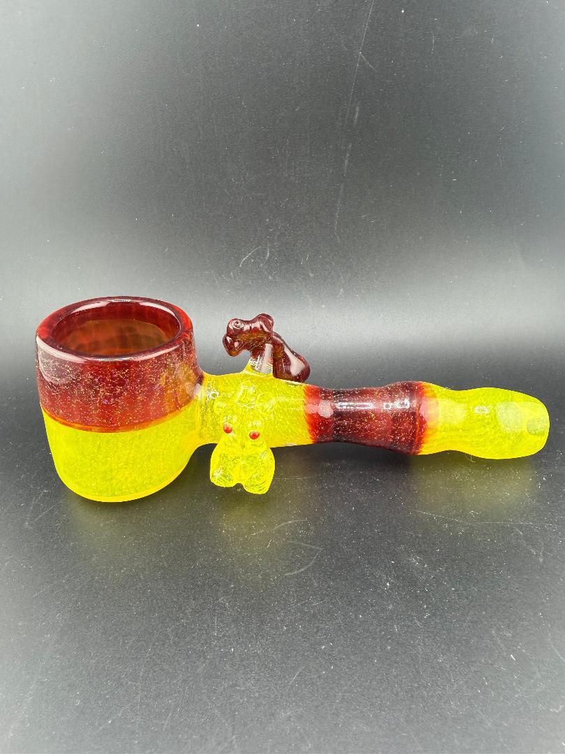 Paulson Pieces x Lisa Melts Puffco Pivot Proxy Glass Replacement Crushed Opal Dual Lady Torso Yellow & Red